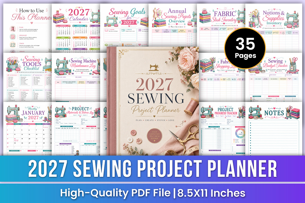 2027 Sewing Project Planner | Crafts, a Stationery Template by Mustafiz (Photo 1 of 4)