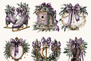Watercolor Moonlit Christmas Clipart, a Seasonal Illustration by BusyDaydesign (Thumbnail 2 of 7)