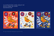 Birds & Flowers | Folk style clipart, an Animal Illustration by Olia (Thumbnail 7 of 14)