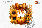 Autumn Harvest Wreaths Clipart, a Seasonal Illustration by ThatsDesignArt (Thumbnail 9 of 10)
