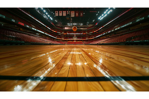 Low angle view of a basketball court, an Object Illustration by Sergey Kotenev