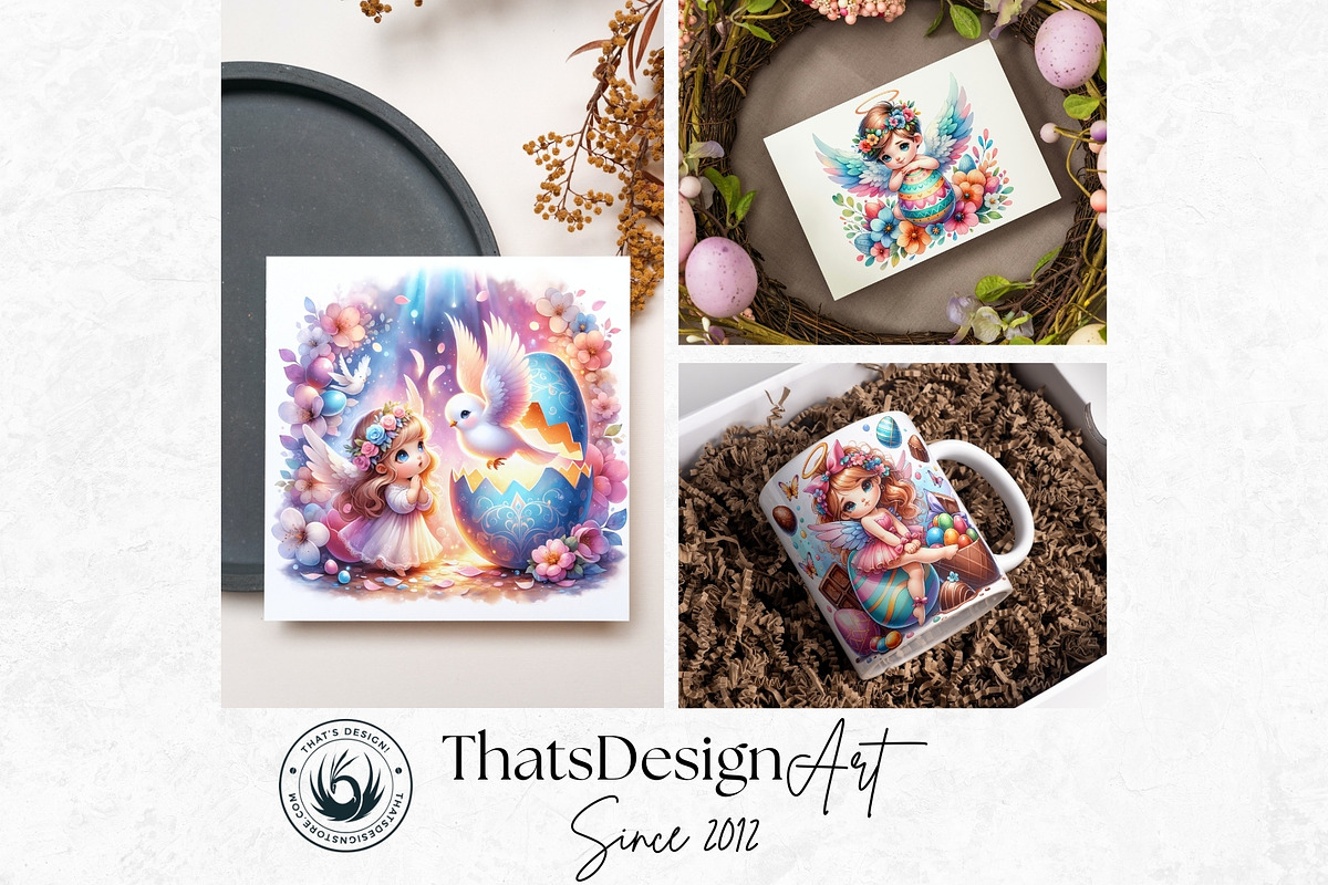 Watercolor Cute Angel Easter clipart, a Seasonal Illustration by ThatsDesignArt (Photo 10 of 10)