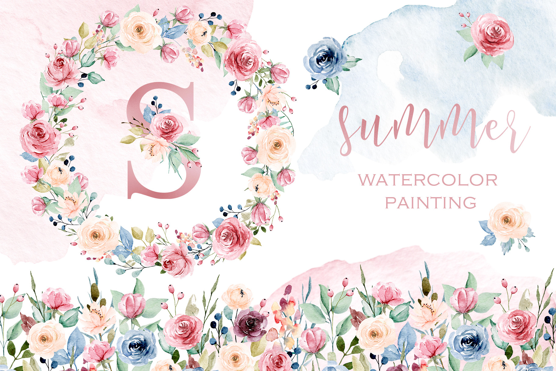 Sale! Watercolor flowers set Summer., an Illustration by Larisa Maslova