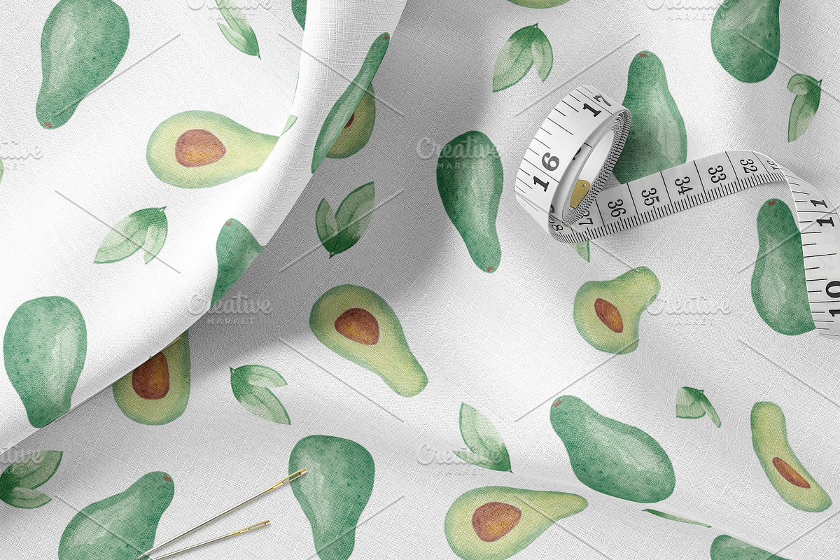 Watercolor Avocado Patterns Set, a Pattern Graphic by Oksana Dovhopol Art (Photo 6 of 11)