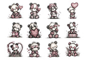 Quirky Valentines Panda Clipart, an Illustration by Design Market (Thumbnail 2 of 3)