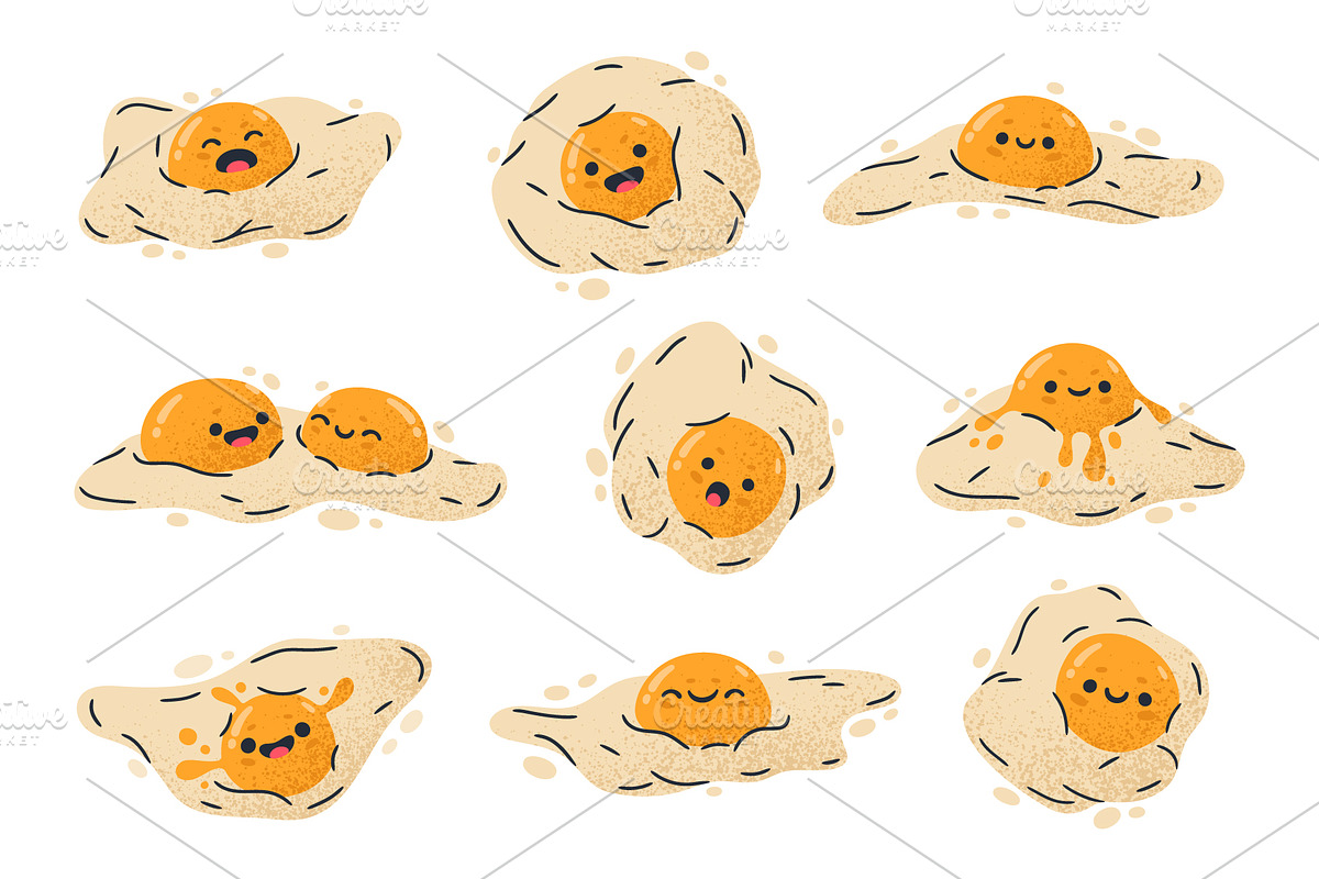 Fried eggs characters, a Food Illustration by Torontotokio (Photo 3 of 4)