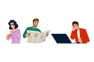 People reacting to shocking news, a Technology Illustration by pikepicture
