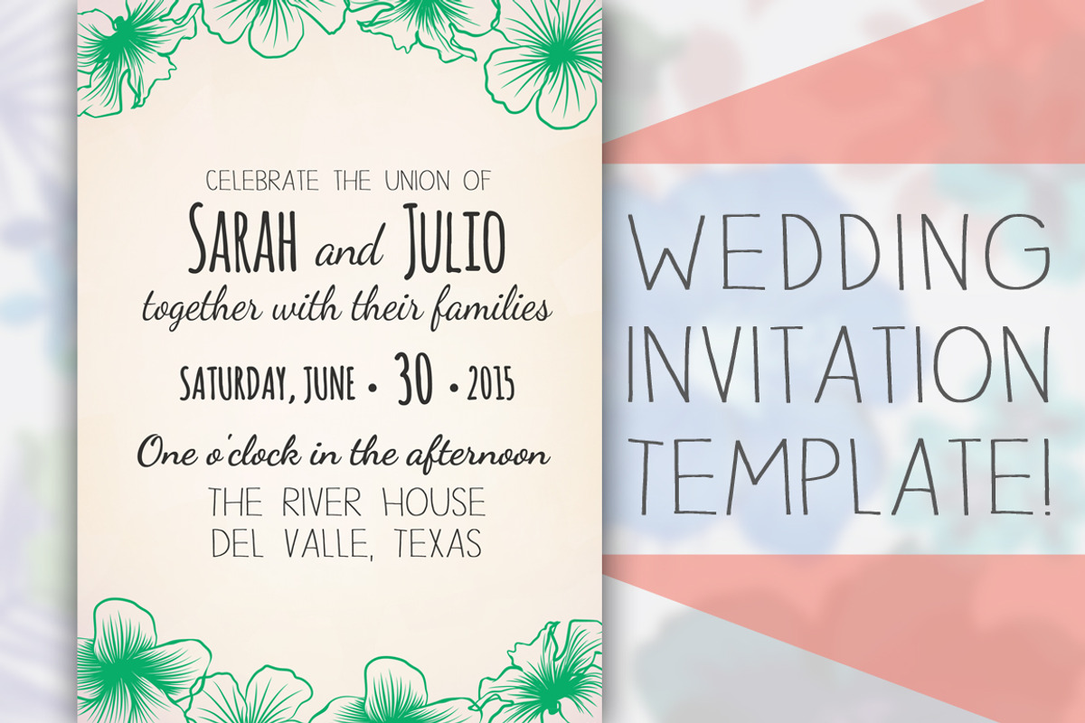 Floral Wedding Invitation Template, an Invitation Template by tbarkley (Photo 1 of 2)