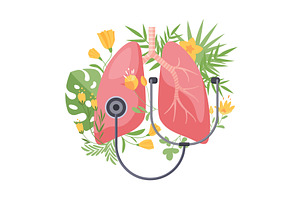 Lung health support and care, an Object Illustration by Lemberg Vector