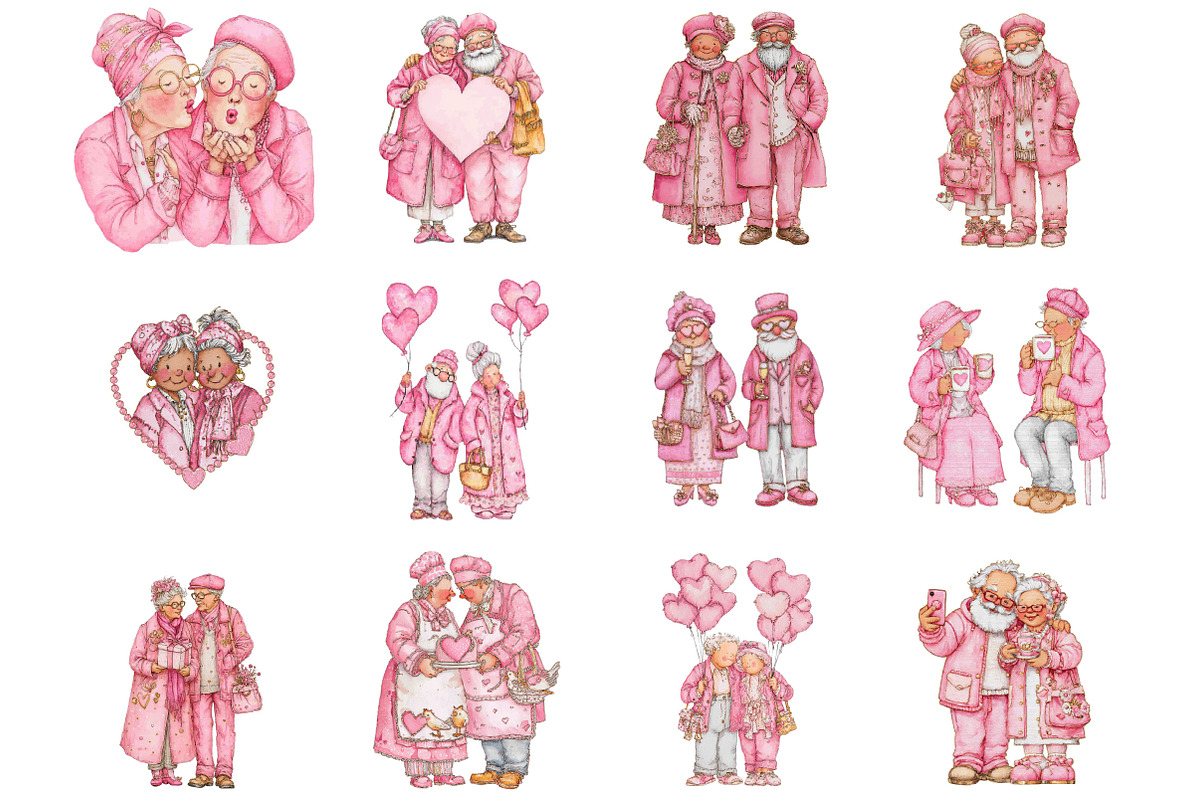 Funny Valentine Old Couple, an Illustration by Designking (Photo 2 of 5)