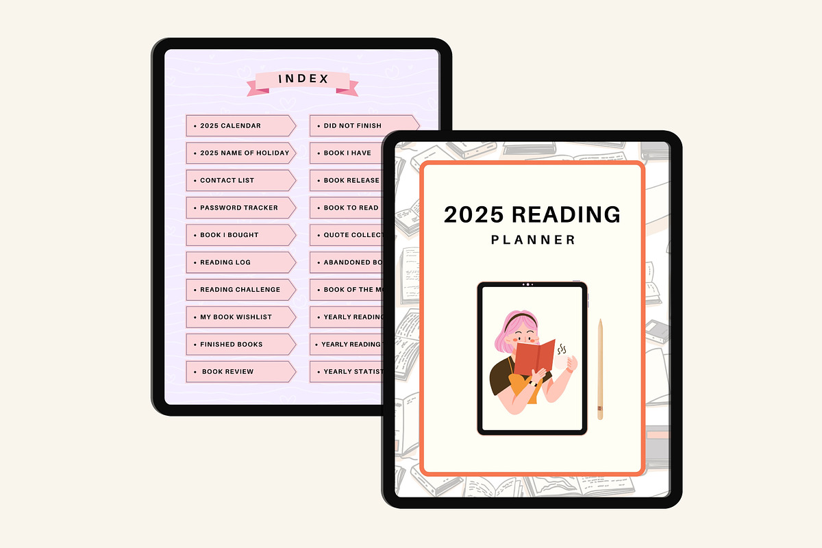 2025 Digital Reading Planner Canva, a Stationery Template by Designmela01 (Photo 3 of 8)