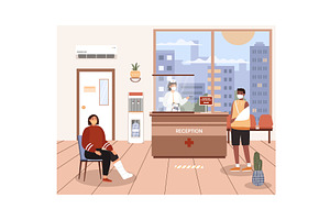 People in mask at hospital doctor, a Healthcare Illustration by vectorpointstudio