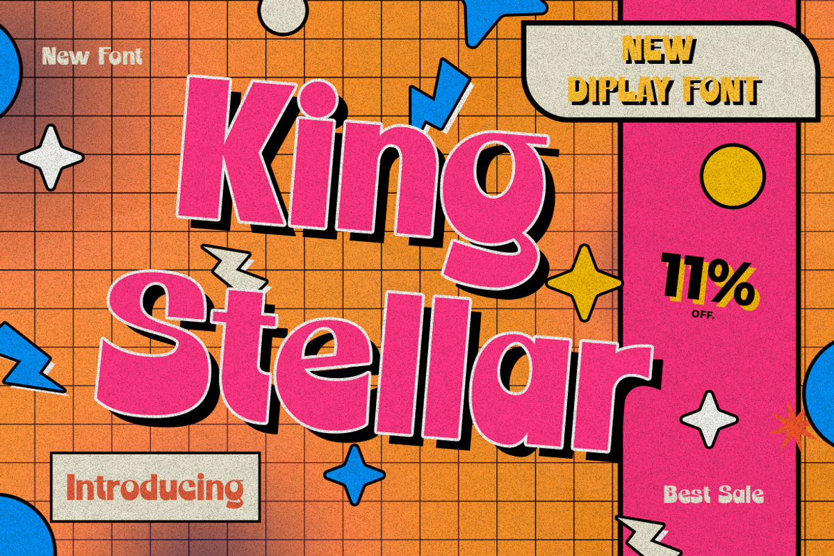King Stellar, a Sans Serif Font by elevencreateam (Photo 1 of 7)