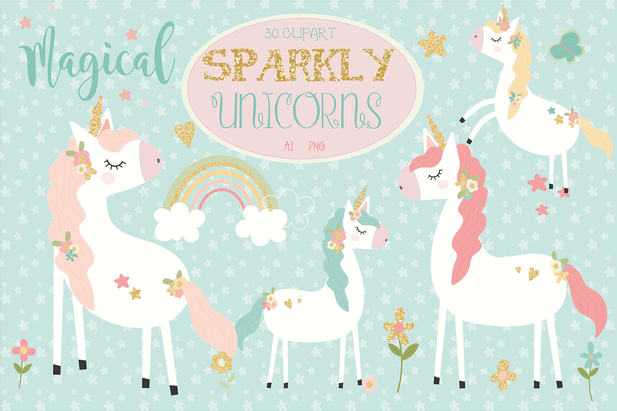 Sparkly Unicorns, an Illustration by Poppymoondesign (Photo 1 of 5)