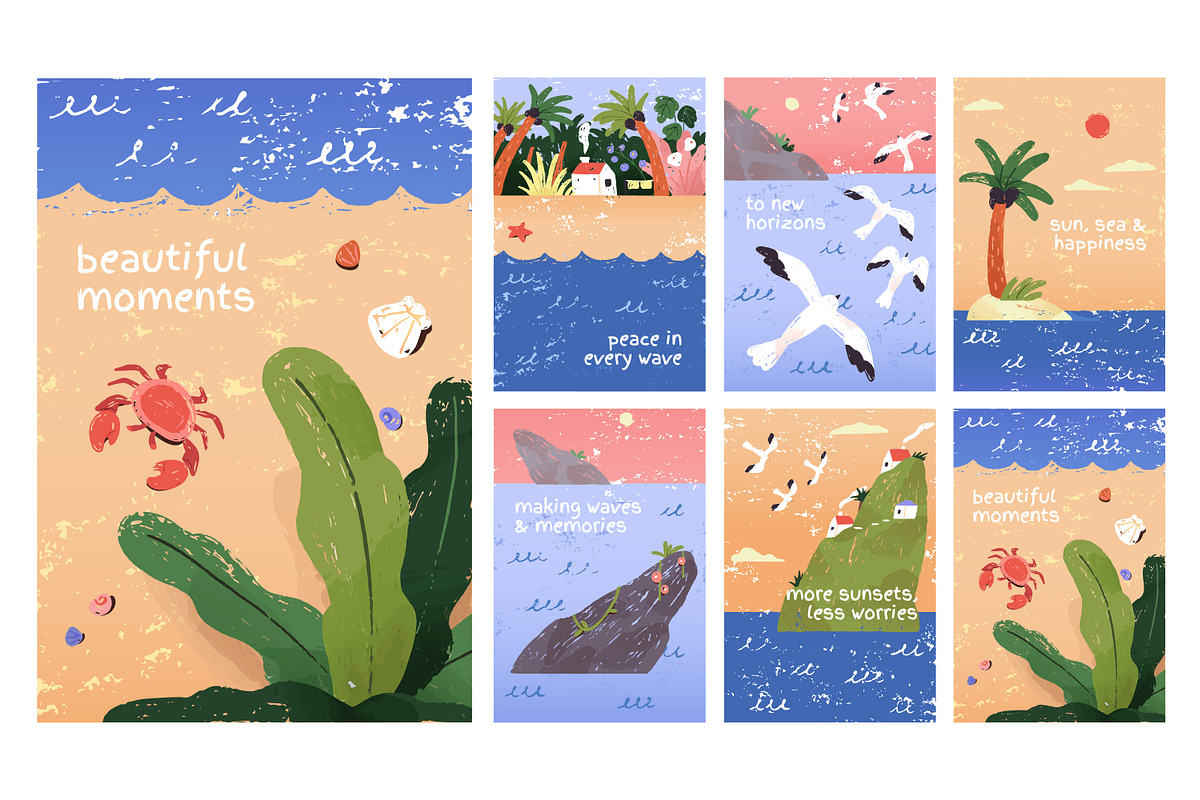Tropical island landscapes posters, a Seasonal Illustration by PaperTrident (Photo 1 of 4)