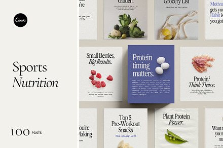 Sports Nutrition Posts - Canva, a Social Media Template by Willoe Studio