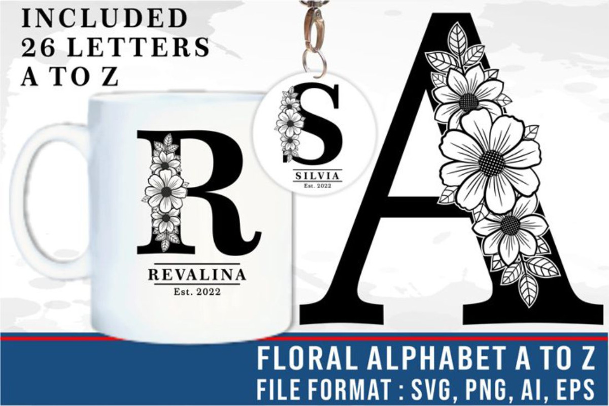 Floral Alphabet Letter SVG Bundle, a Graphic by D2PUTRI (Photo 13 of 15)