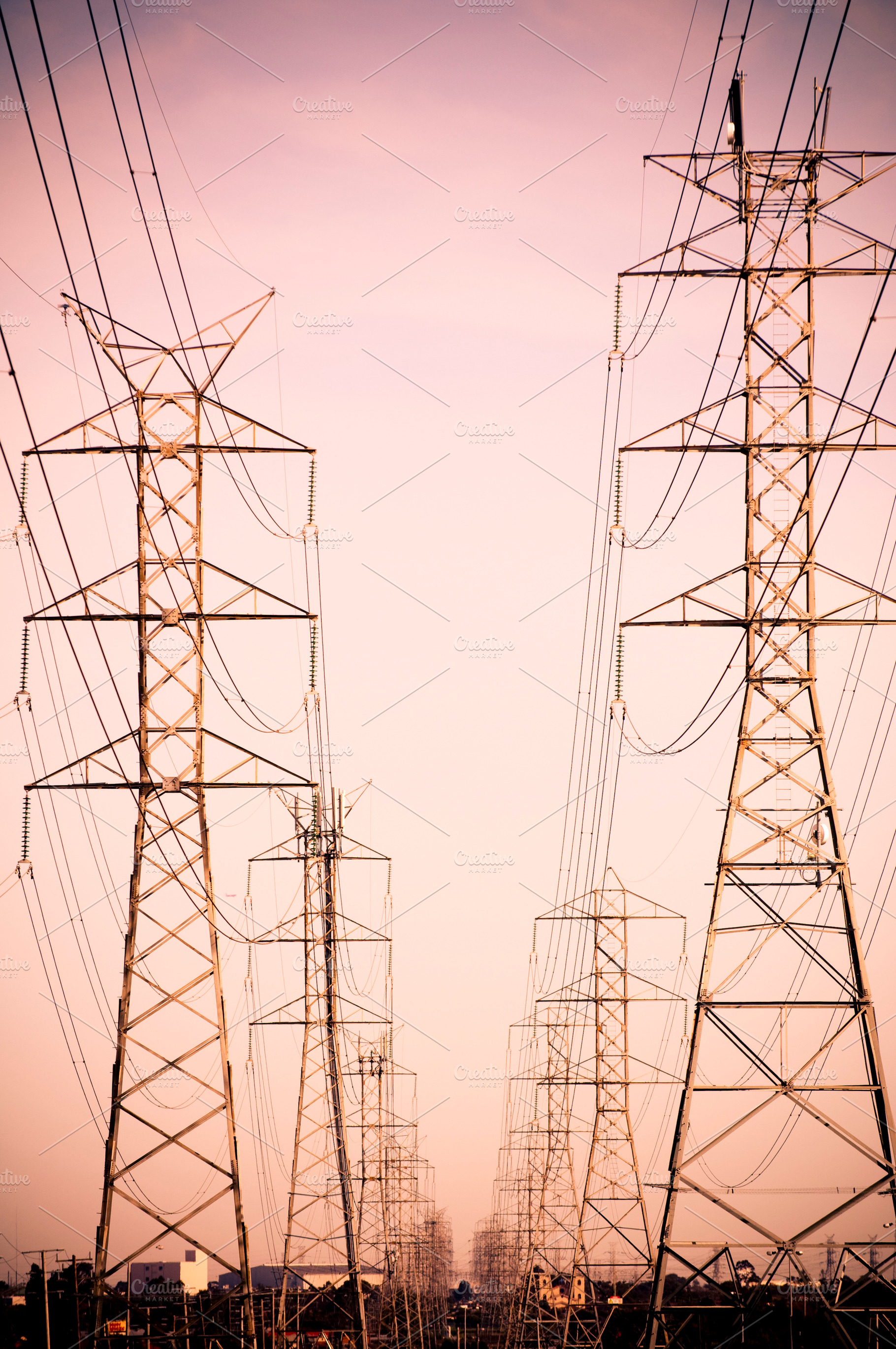 Electrical Power Grid Sunset, an Industrial Photo by THP Creative