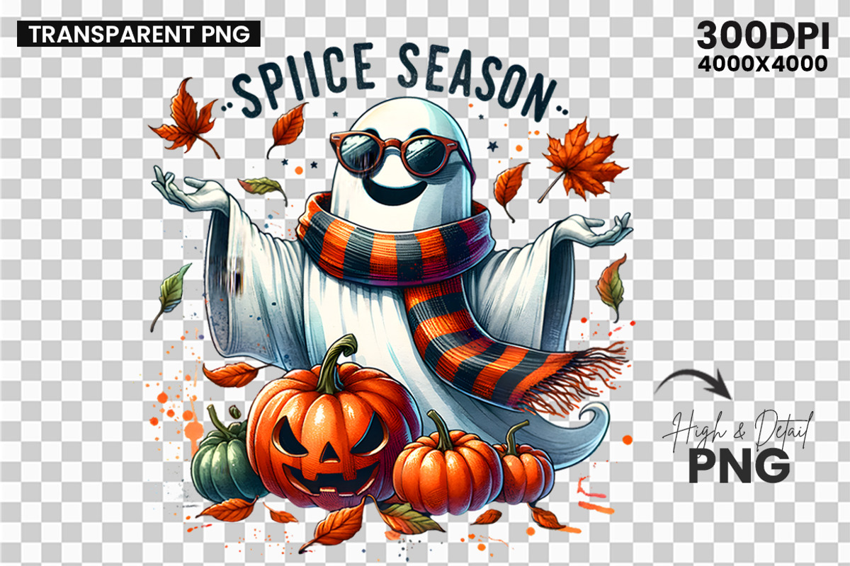 Spice Season Pumpkin Ghost Clipart, an Illustration by Creative Arslan (Photo 3 of 3)