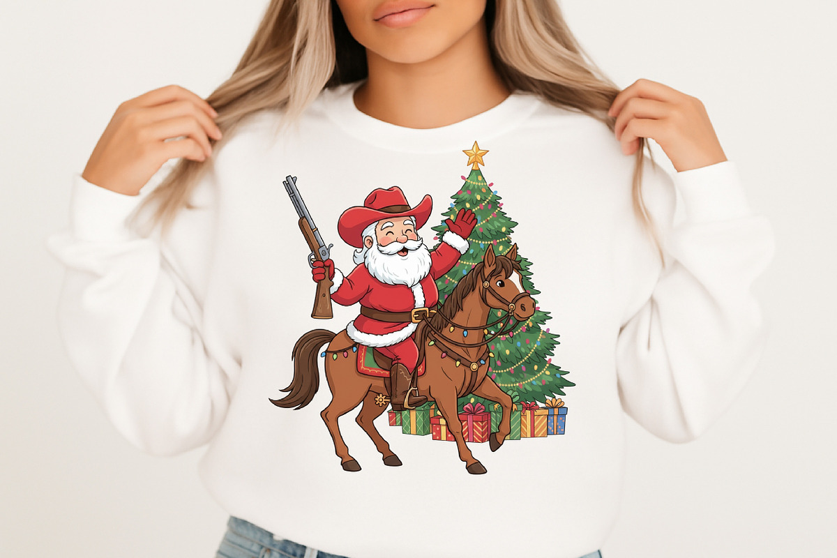 Santa Riding Horse Cowboy Embroidery, an Icon by Designking (Photo 2 of 4)