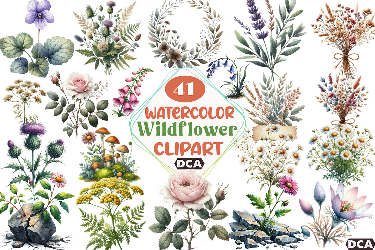 Watercolor Botanical Forest Wildflow, an Illustration by DreamCafeArt (Photo 1 of 7)