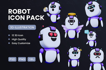 Robot 3D Icon Pack