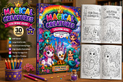 Magical Creatures Coloring Book, a Stationery Template by Designmela01 (Thumbnail 1 of 5)