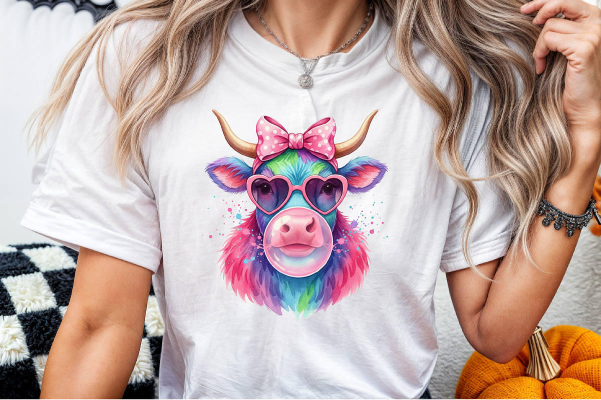 Coquette Highland Cow Bubblegum PNG, an Illustration by Sublimation Artist (Photo 3 of 9)
