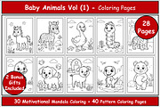 Baby Animals Coloring Pages, an Animal Illustration by Lamia Emad (Thumbnail 1 of 5)