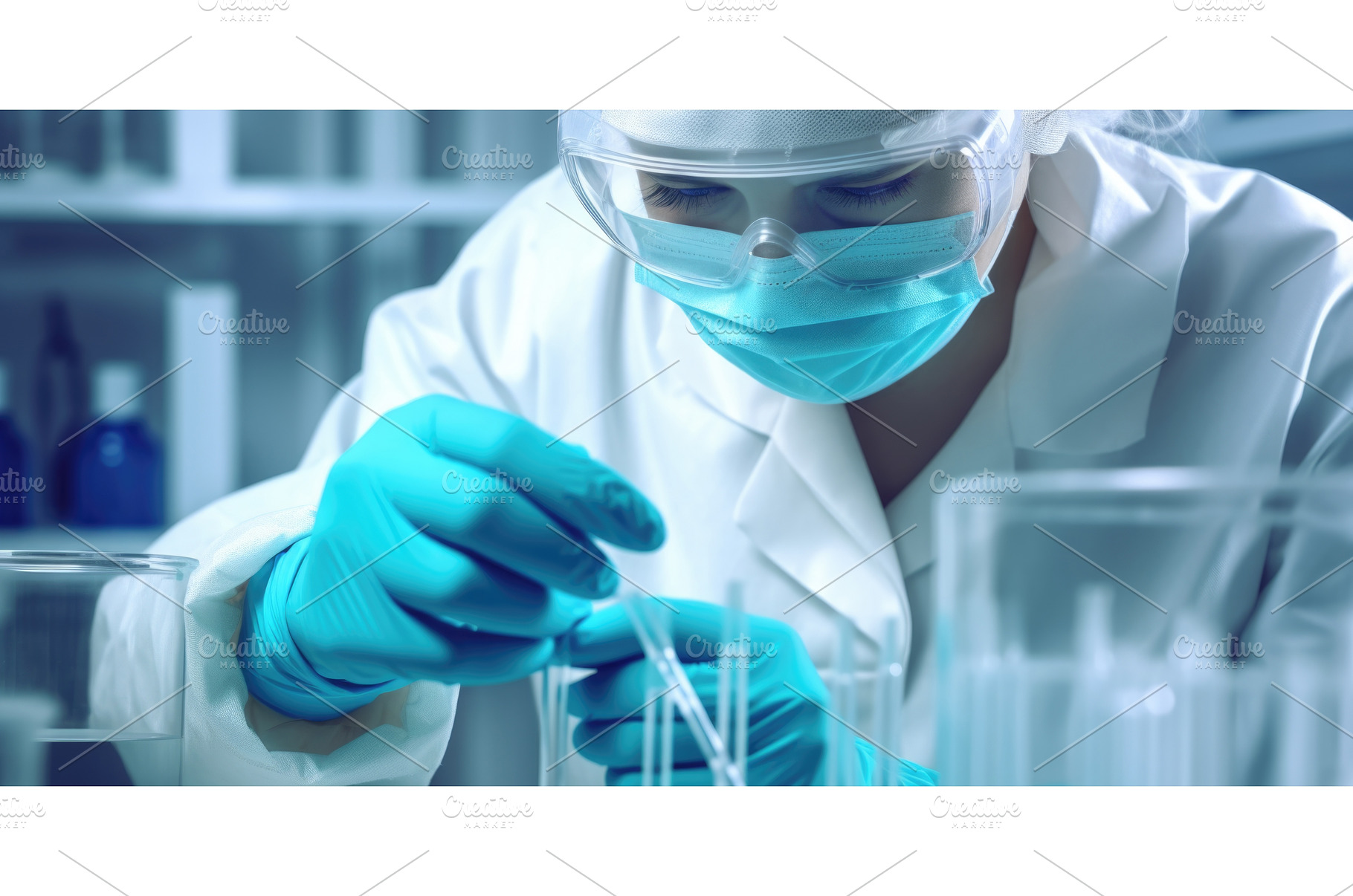 A person in a lab coat and blue, a Technology Photo by tilialucida