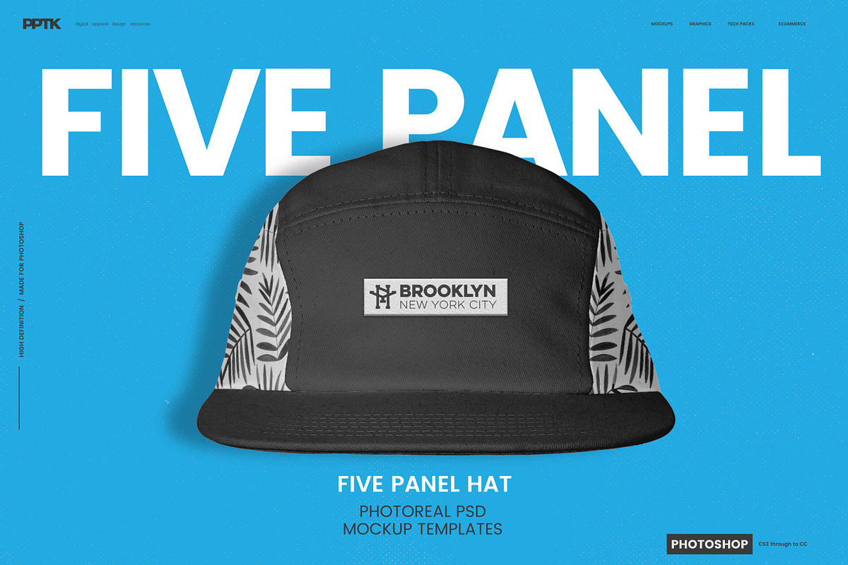 5 Panel Hat Mockup, a Hat Mockup by PrePress Toolkit (Photo 1 of 3)