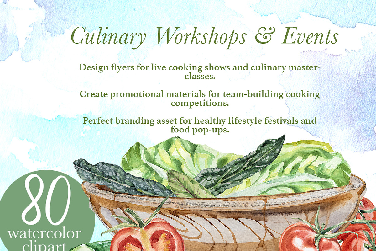 Salad Watercolor Clipart Set, a Food Illustration by ArtCreationsDesign (Photo 11 of 13)