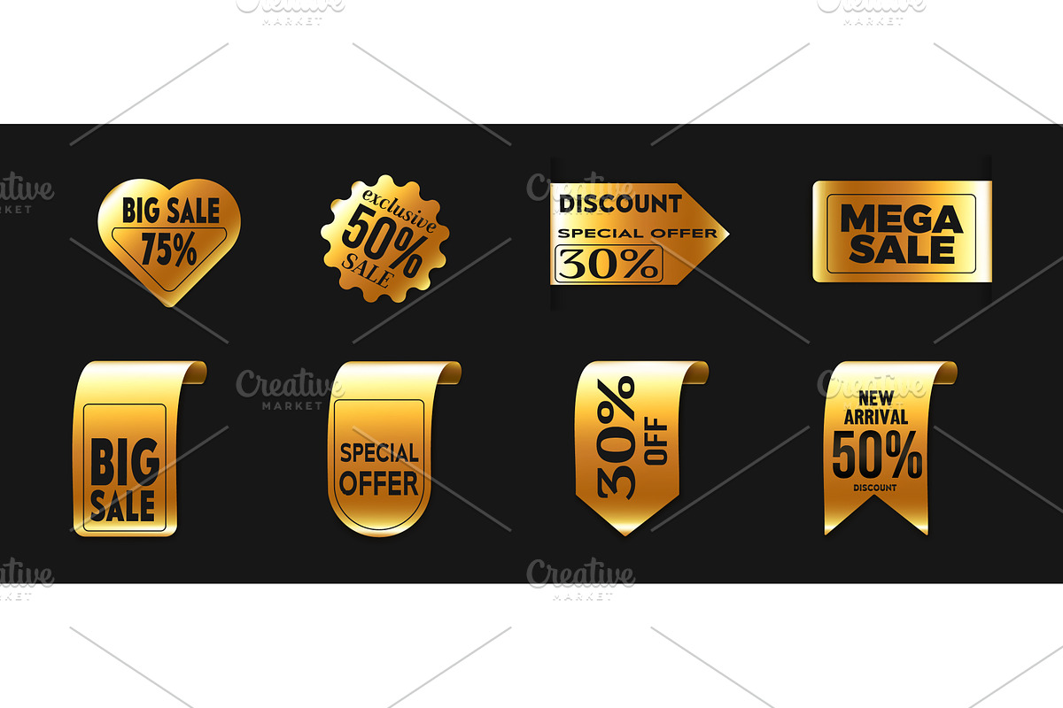 Gold discount badge collection, an Object Illustration by art PVP - market