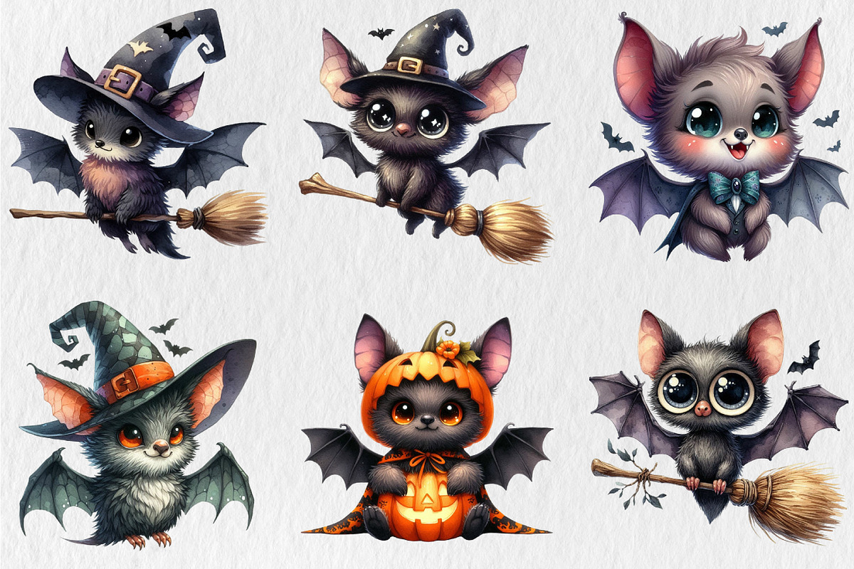 Quirky Halloween Bats Clipart, an Animal Illustration by Rose Art (Photo 2 of 4)