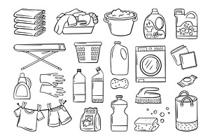 Doodle laundry accessories. Wash, an Object Illustration by Valerie Bodnar