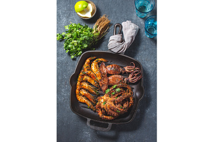 Grilled spimps, squids and octopus