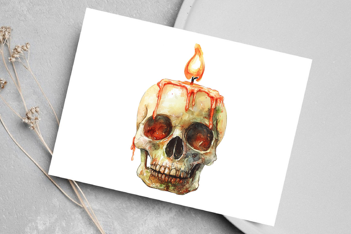 Watercolor Creepy Halloween Clipart, an Illustration by Canvas Craft (Photo 4 of 7)
