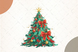 Coquette Glitter Christmas Tree Png, an Illustration by Watercolor design