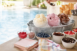 Ice cream bar by pool with variety o, a Photo by Dvoevnore photos