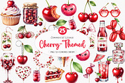 Cherry-Themed Set PNG, an Illustration by SinaCreation (Thumbnail 1 of 4)