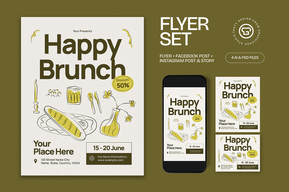 Happy Brunch Flyer, a Flyer Template by graphicook (Photo 1 of 3)