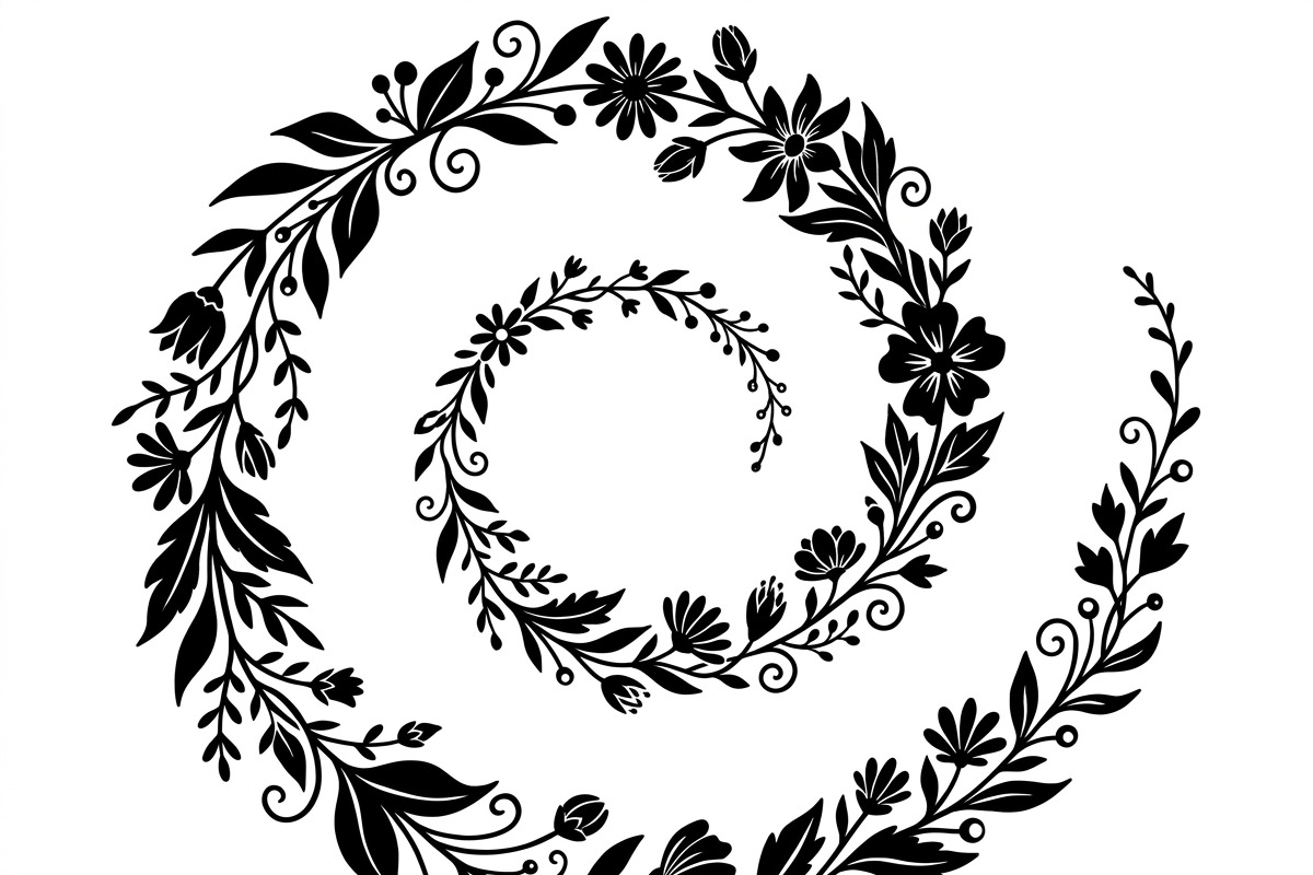 50 Elegant Floral Leaf Spiral Frame, a Decorative Illustration by Amazin_art (Photo 37 of 39)