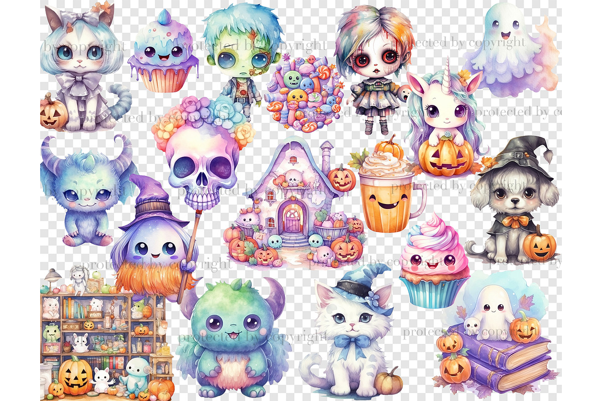 Cute Halloween Clipart Bundle, a Person Illustration by GlamArtZhanna (Photo 5 of 5)