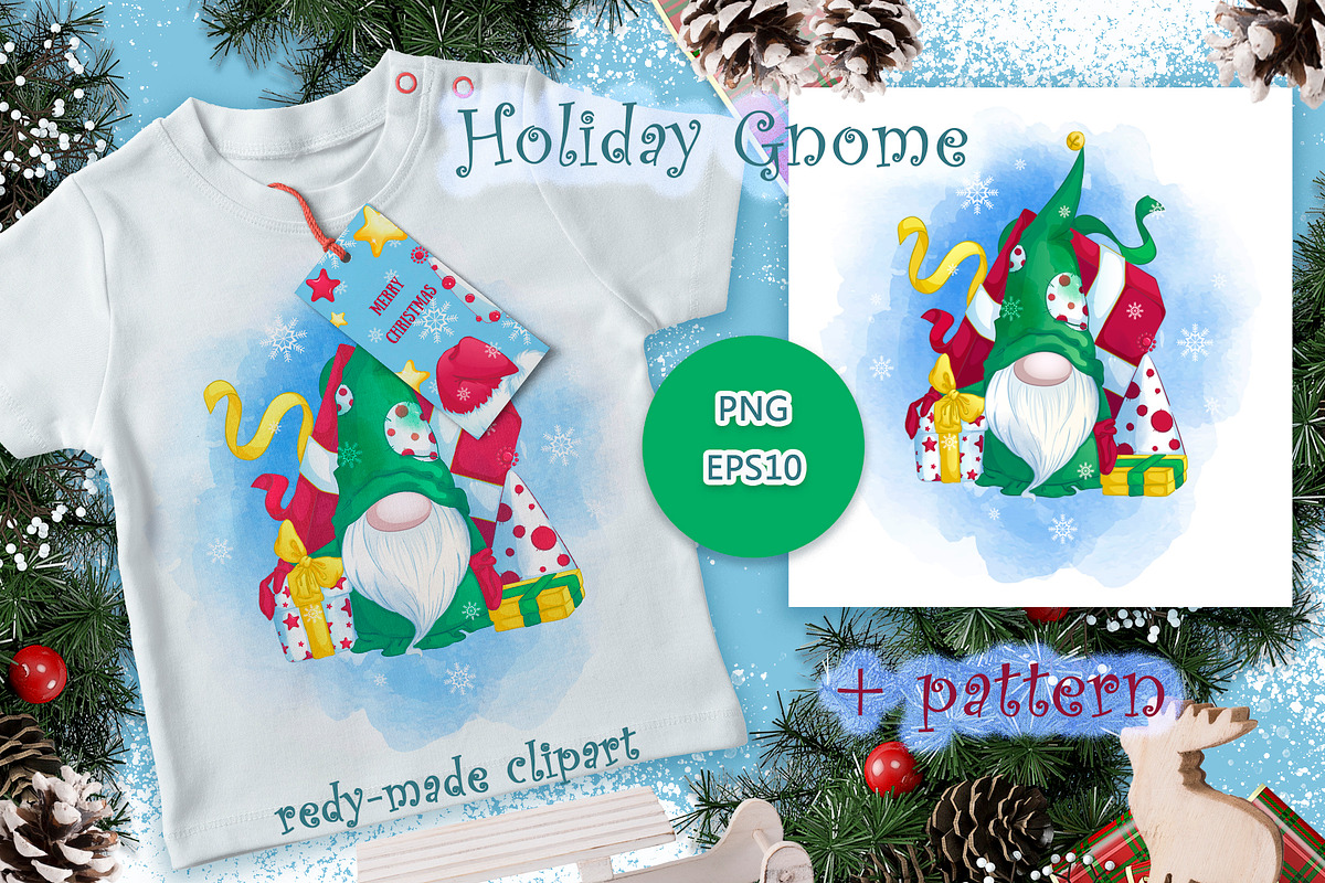 Holiday Gnome. Christmas, a Decorative Illustration by Maycat_store (Photo 1 of 3)