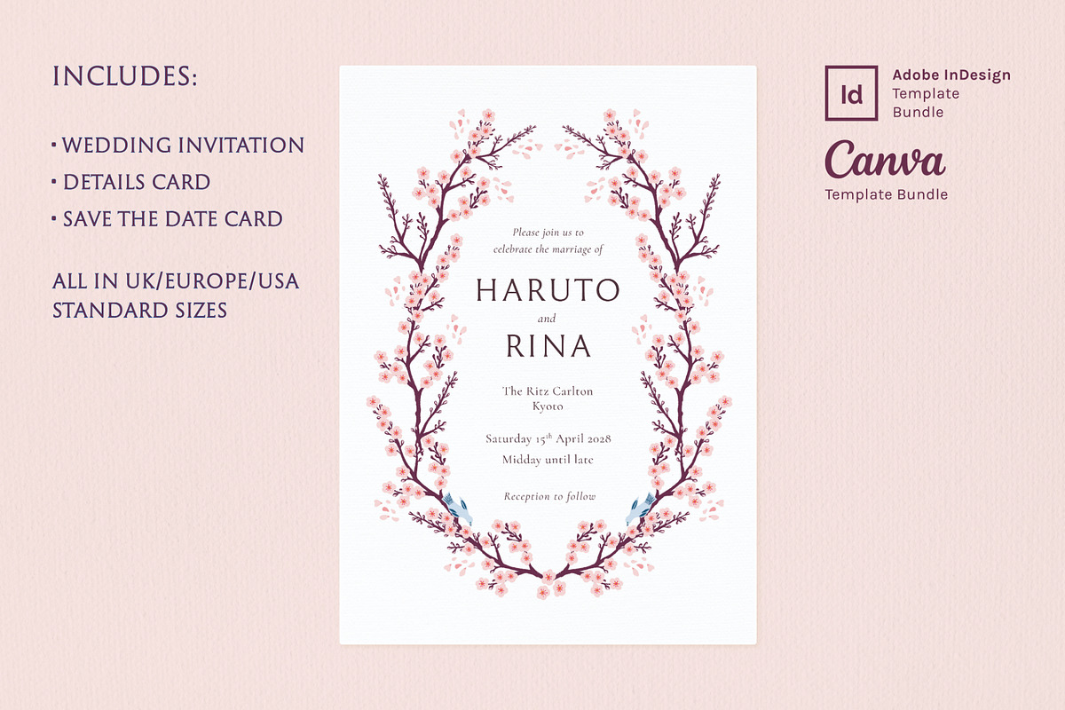 Cherry Blossom Wedding Invite Bundle, an Invitation Template by Wedding Whippet (Photo 3 of 9)