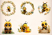 watercolor bee bumble clipart bundle, an Illustration by GatewayDesign (Thumbnail 3 of 7)