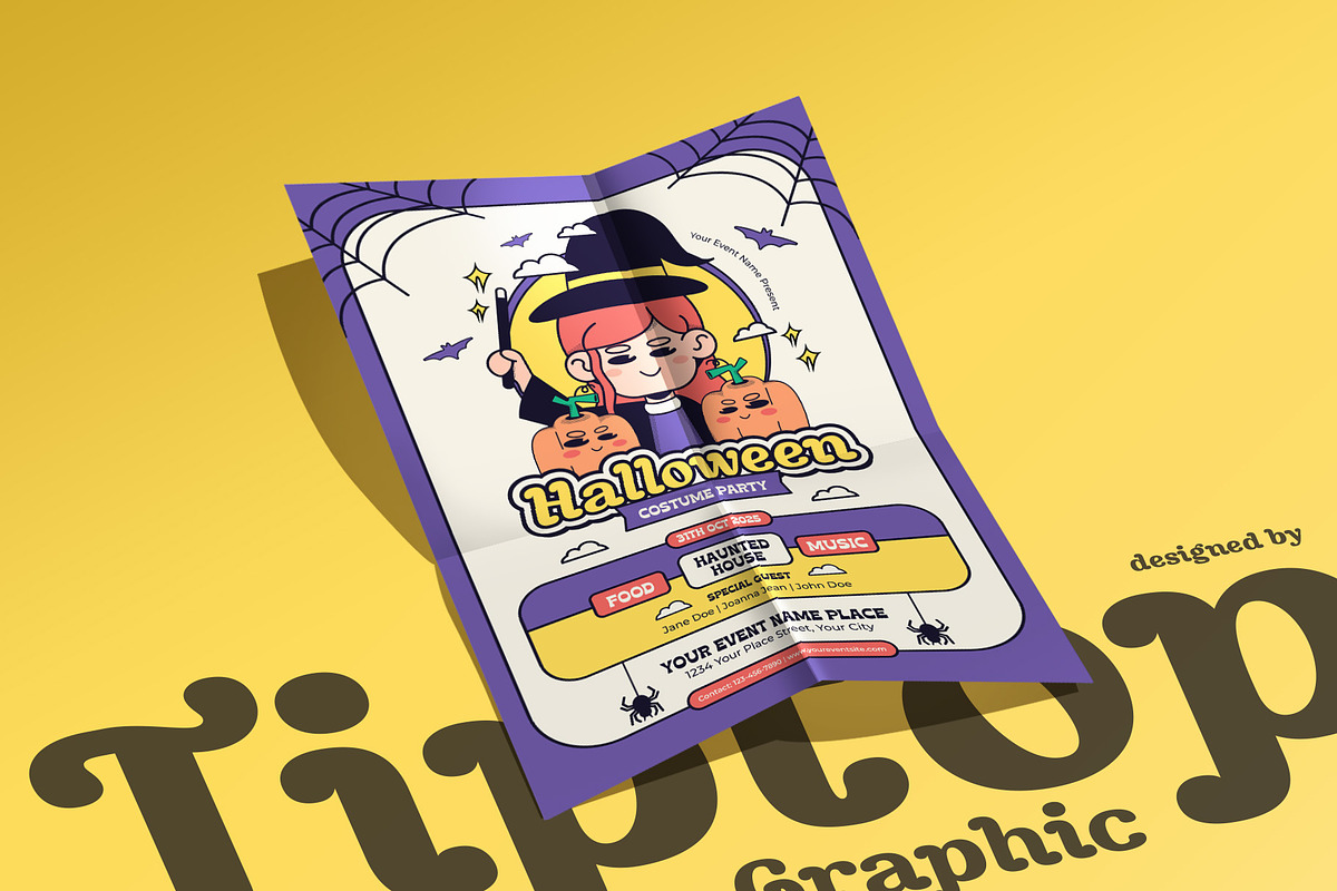 Retro Halloween Costume Party Flyer, a Flyer Template by Tiptop Graphic (Photo 4 of 5)