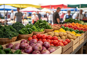 Colorful, abundant display of fresh, a Food & Drink Photo by Igor Tichonow