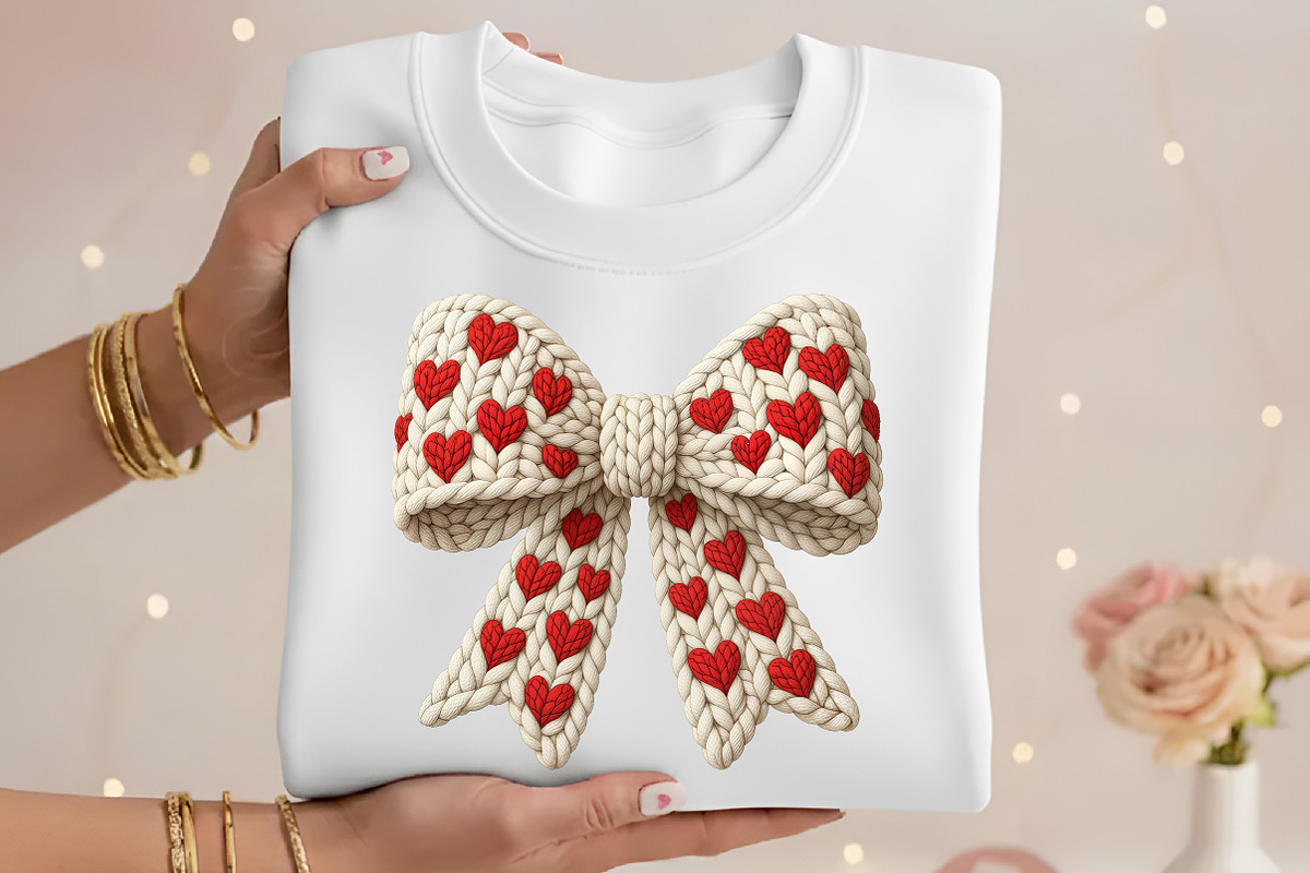 Crochet Yarn Valentine Coquette Bow, a Seasonal Illustration by YA Design (Photo 3 of 4)