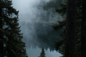 Ethereal Mystical Forest Lake, a Nature Photo by Virgo Studio